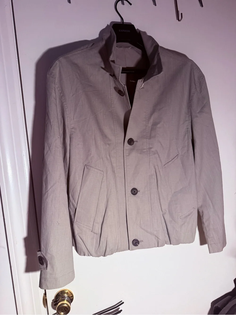 Light Gray Button-Front Casual Jacket